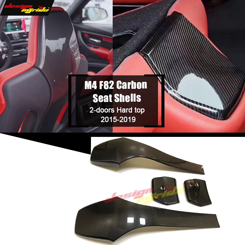 

F82 Interior Seat Back Cover True Carbon fiber gloss black Fits For BMW F82 M4 2-door Hard top Sedan M Look 4pcs / 1 set 2015-19