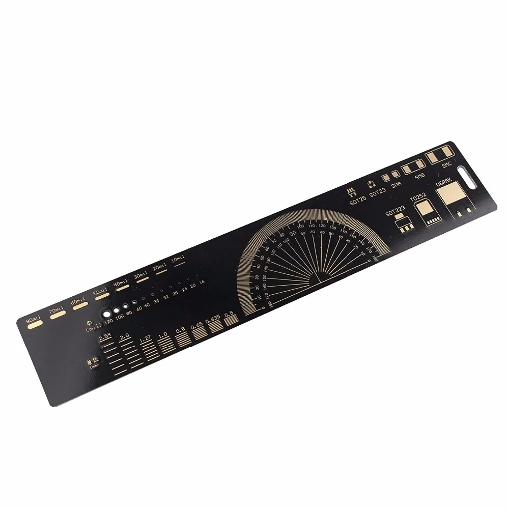

20cm Black Multifunctional PCB Ruler PCB Measuring Tool Angle Measure Meter