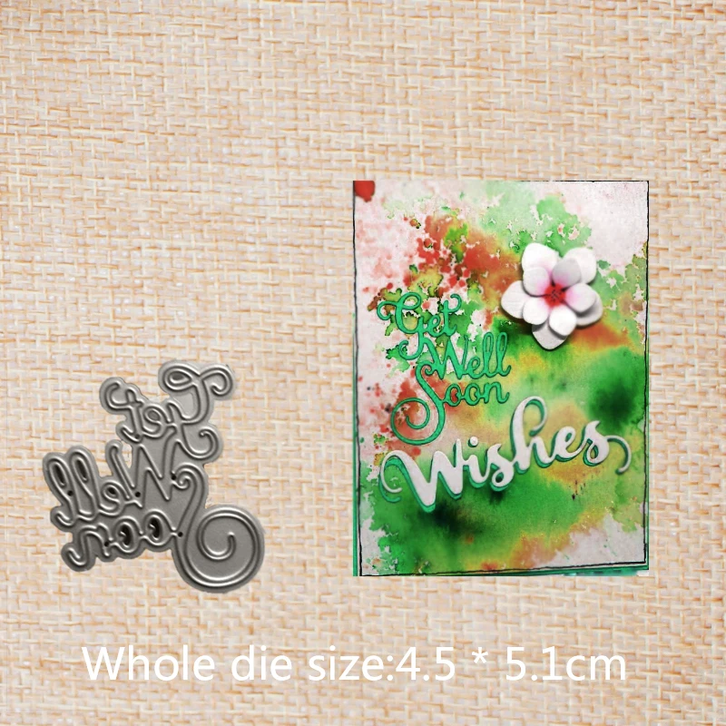 

Letter "Get Well Soon" Metal Cutting Dies DIY Scrapbooking Album Paper Cards Craft Decoration Embossing Word Dies 45*51 mm