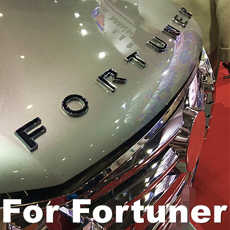 

CAR CHROME BONNET EMBLEM 3D LOGO ALPHABET STICKER For Toyota Fortuner ACCESSORIES CAR STYLING CAR ACCESSORIES
