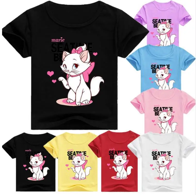 

Children's Clothing Girl Boys Top Aristocats Cat Short Tees Infant Casual Shirts Costume Marie Cat Kids Clothes T-shirt Tops