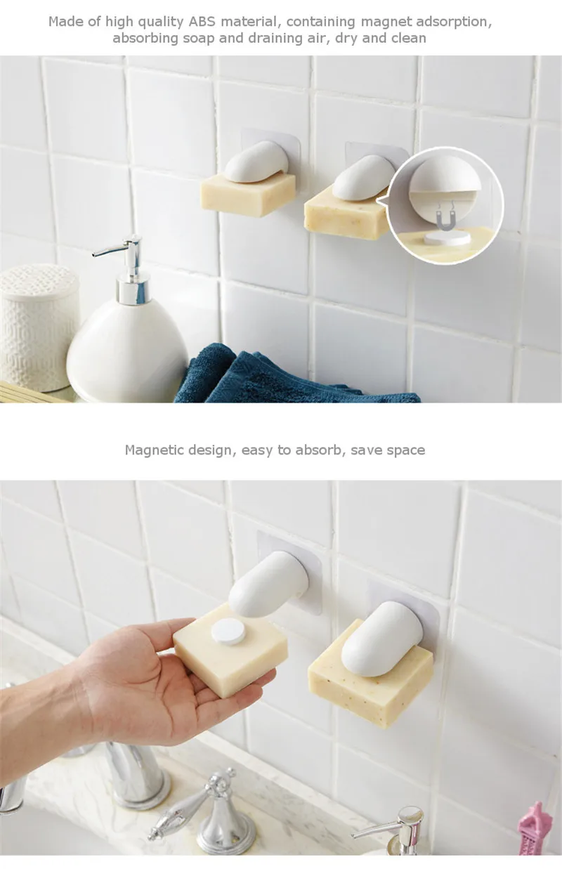 Бытовая ванная комната магнитный контейнер-держатель для мыла диспенсер настенное крепление адгезия мыльницы для ванной комнаты Аксессуары