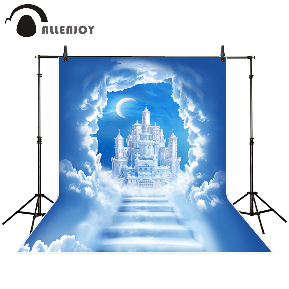 

Allenjoy photography backdrop cloudy sky stair christmas moon ice castle background photo studio new design camera fotografica