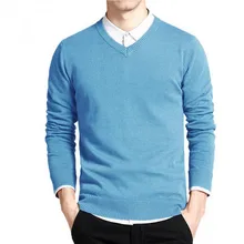 Мужской осенне-зимний пуловер свитер мужской длинный рукав хлопок v-образный вырез свитера