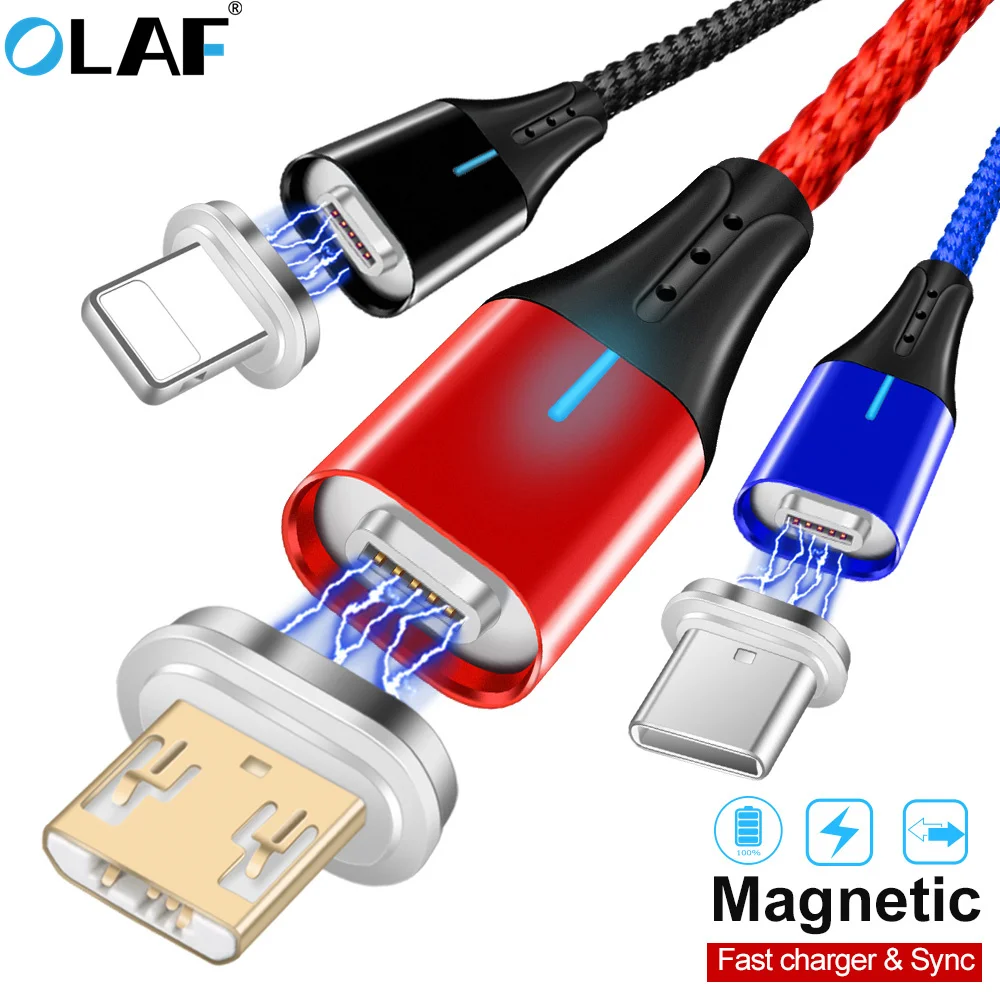 

OLAF 3A Magnetic Double-Side Micro USB Type C Cable Charger cord For Iphone X XR XS Max Fast charge cable for Samsung S8 S9 Plus