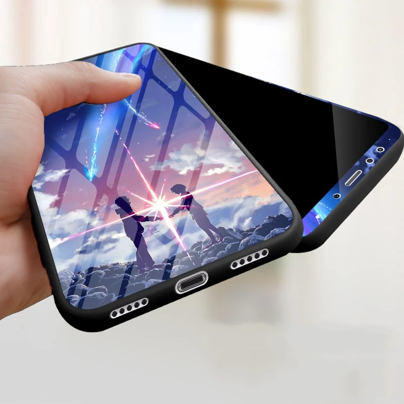 Tempered Glass Case For Xiaomi Redmi 5 Plus Cover Glossy Cartoon Cover for Xiaomi Redmi5 Plus Case with Same Front Glass Film