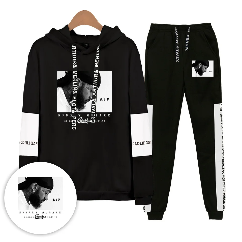 

men sweat suit set 2019 rip nipsey hussle Hooded Sweatshirts sporting suits Men's Tracksuits Two Piece Hoodies+Pants 2pcs Sets