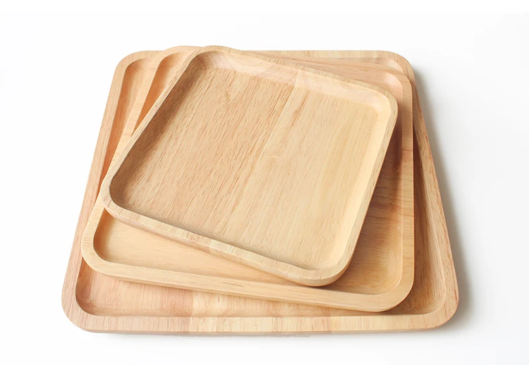 Резиновая деревянная круглая японская обеденная тарелка прямоугольный поднос для сервировки говяжьего стейка фруктовый поднос для закусок ресторанная тарелка для хранения столовых приборов