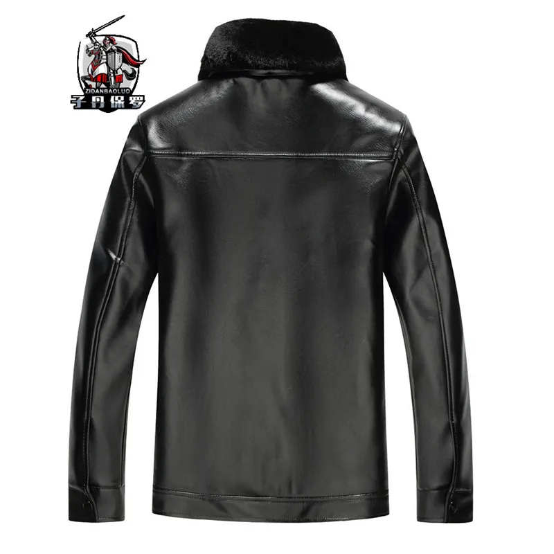 Hot Sell Mens Leather Jacket Men Leather Coats High Quality PU Outerwear Male Winter Blue fox wool collar Fleece Leather Parkas