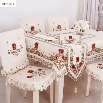 

vezon Hot Elegant Embroidery Floral Tablecloth Handmade Cutwork Embroidered Table Linen Cloth Cover Overlays Home Textile Decor