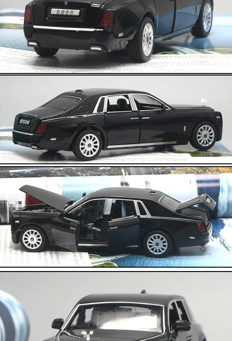 1:32 Scale Rolls Royce Alloy Diecast Metal Car Model Sound Light Pull Back SUV 7 Doors Can Be Opened For Kids Toys