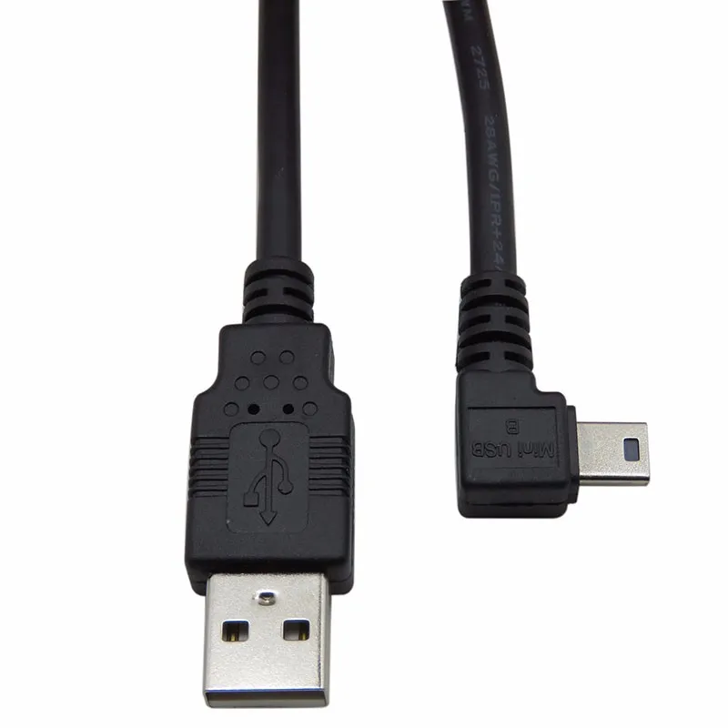 Мини usb/usb 2.0 кабель мужчинами слева под углом 90 градусов для принтера ПК камеры автомобиля mp3 mp4 данных зарядный кабель 1.8 м