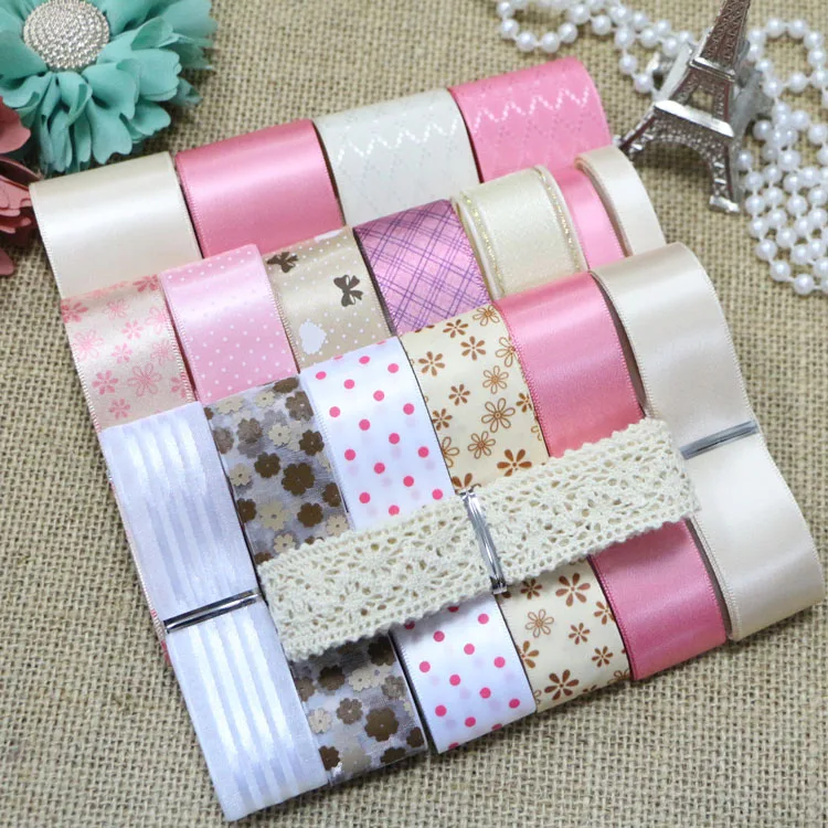 Free Shipping Mixed Ribbon Set,18yards/set,Satin Ribbons,grosgrain
