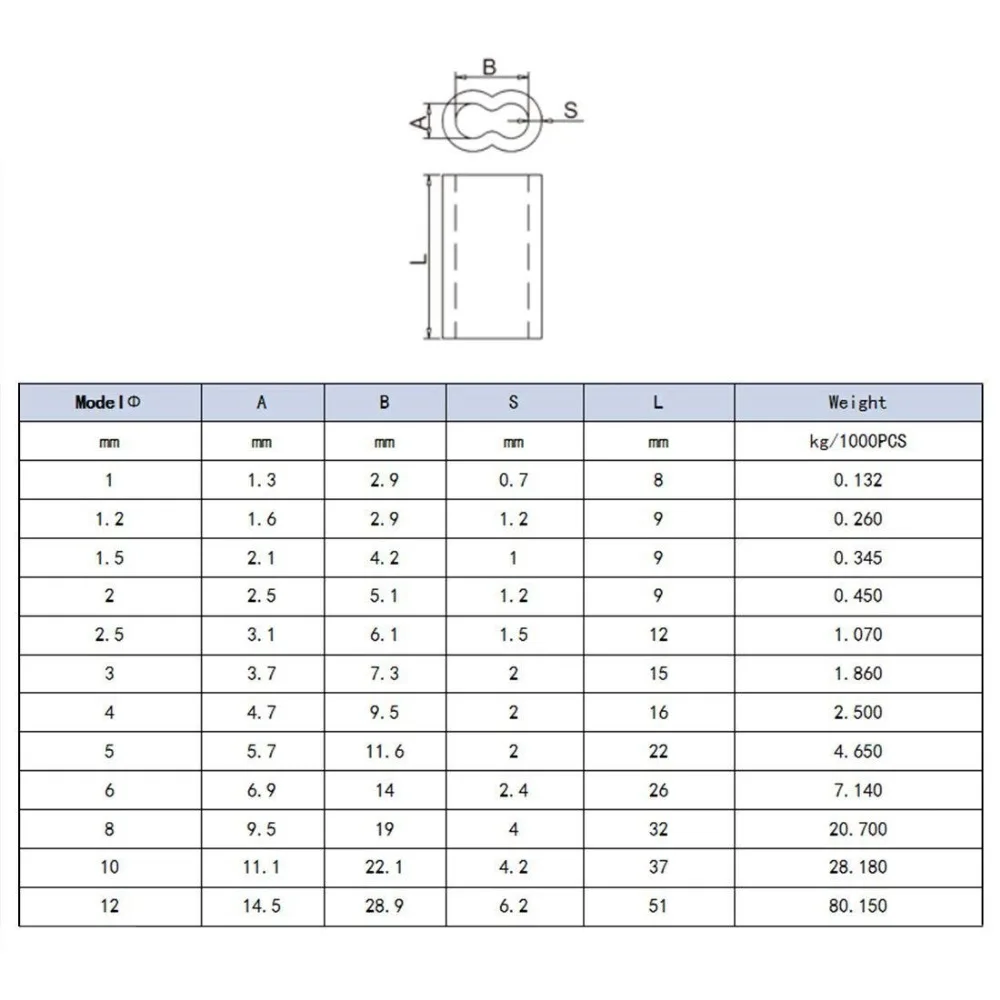 100-st-cke-5-64-zoll-2mm-durchmesser-Draht-Seil-Aluminium-legierung-Sleeves-Clip-Fittings-Loop