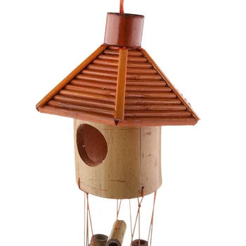

Hexagon Pavilion Bamboo Moon Pendant Wind Chime Wind Bell Home Office School Hotel Decorations