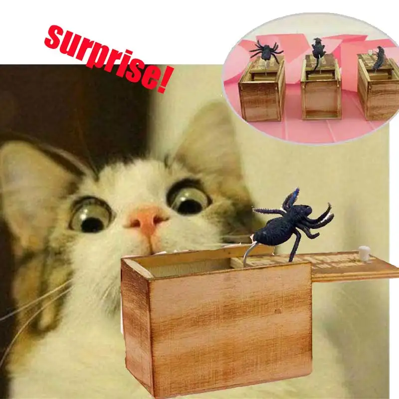 

Wooden Prank Spider Scare Box Hidden in Case Trick Play Joke Horror Gag Toys