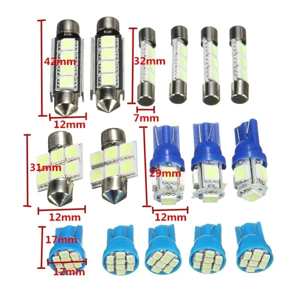 16 шт. 5050 SMD T10 клин светодиодный светильник s автомобильная карта лампа купол номерной знак светильник Blub Для Jeep/Grand/Cherokee/WJ 1998-2004