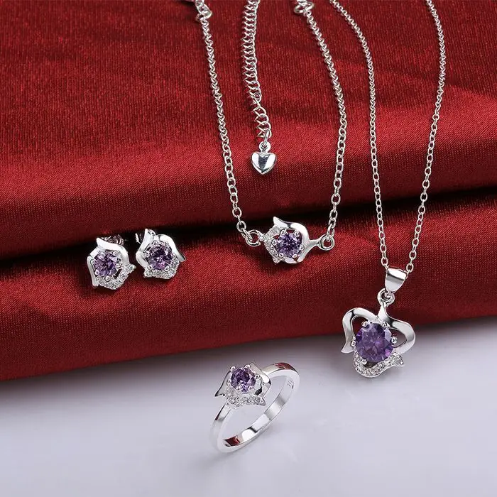 

925 sterling silver jewelry set, fashion jewelry set A034-B Earring 493 Necklace 517 Ring 381-8 /imjardqa ijwarbda S781-C