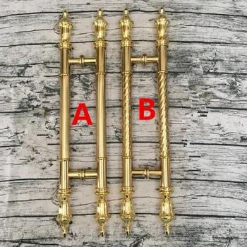 

2PC Luxury Heavy-duty Stainless Steel Push Pull Door Handle, European Style, Solid Glass Standoffs, Double-Sided, Polished Gold