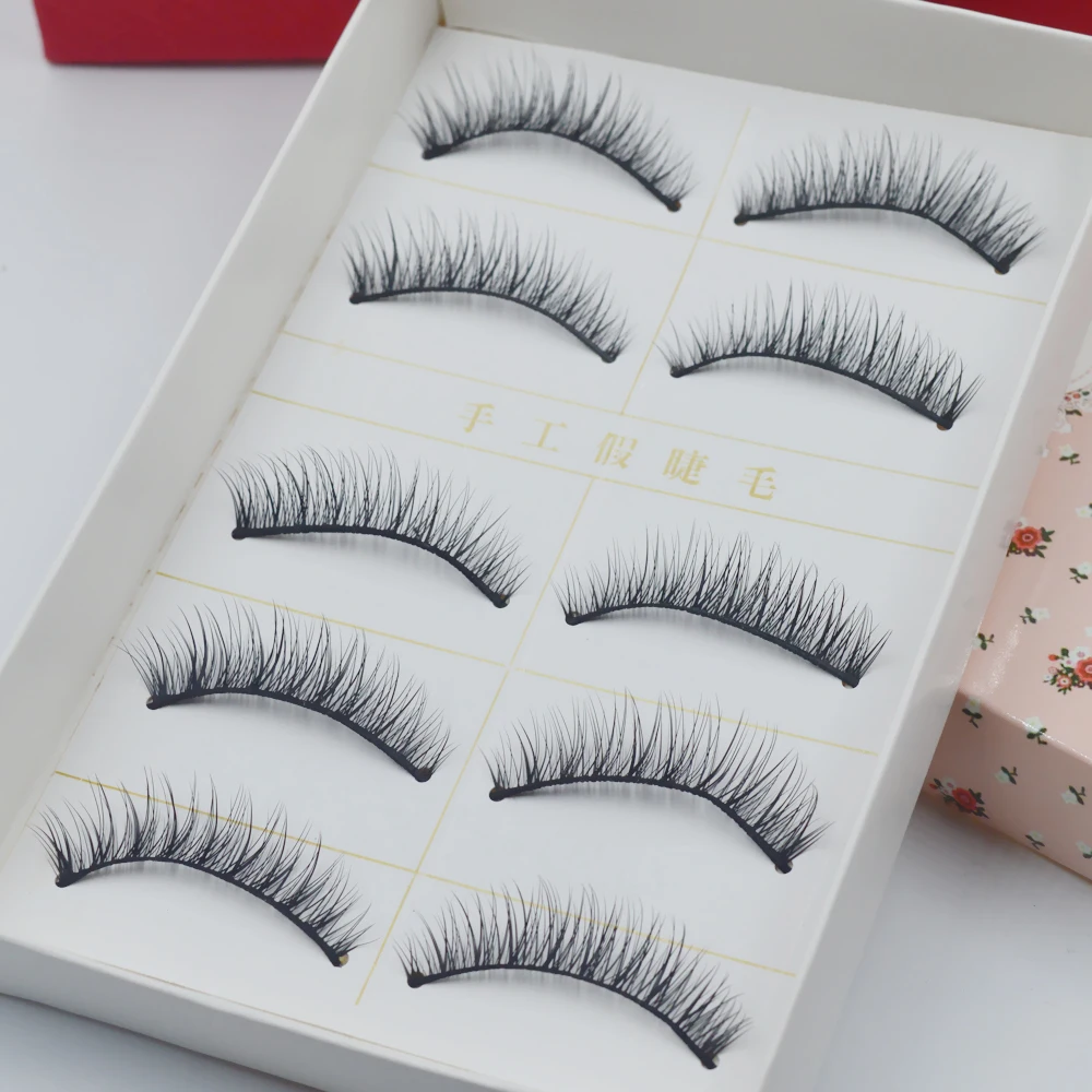 

5 Pairs Of Women Ladies Makeup Thick False Eyelashes Eye Lashes Long Black Nautral Handmade Makeup Beauty Tools E28
