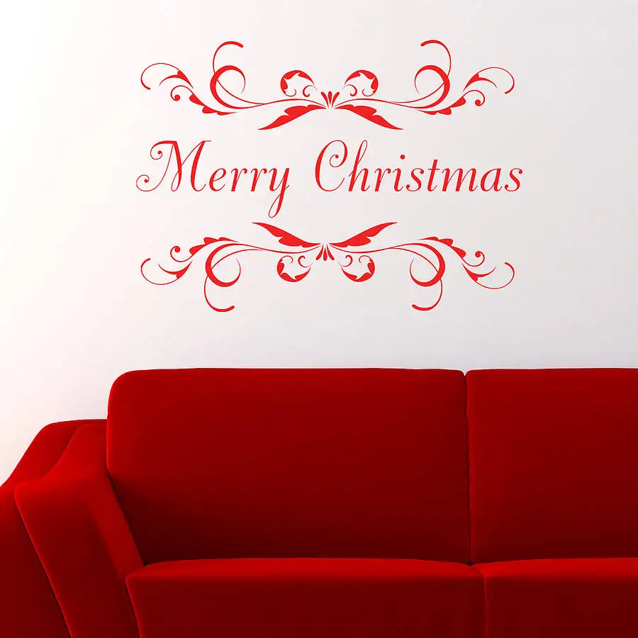 

Monogram Wall Art Decals Sofa Background Home Decor Removable Vinyl Wall Stickers Merry Christmas Frame Sticker Wallpaper ZB098