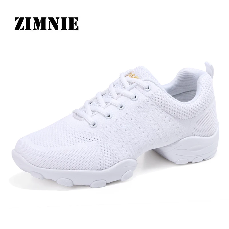 

ZIMNIE Brand Woman Fashion Soft Dance Shoes Woman Summer Breathable Mesh Shoes Lace-Up Causal Walking Shoes Big Size 39~44