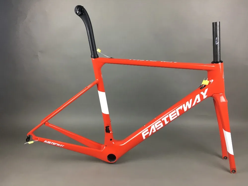 Best white red with black  FASTERWAY classic carbon road frameset UD weave carbon bike frame:Frameset+Seatpost+Fork+Clamp+Headset 69