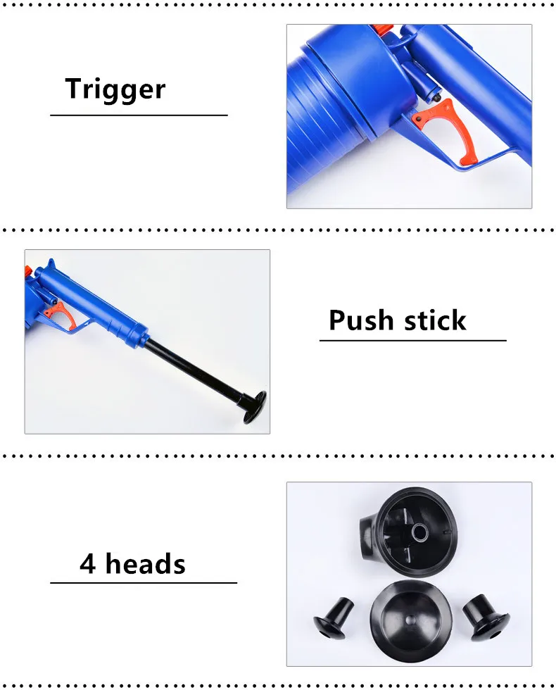 Бытовые пневматические канализационные трубы земснаряд гибкий Туалет высокого давления всасывающий пистолет для слива пола ванной кухни гаджеты