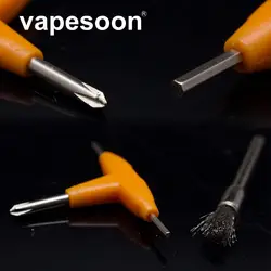VapeSoon электронная сигарета DIY инструмент Комбинации Т-образная отвертка + щетка для очистки распылитель танки нагрева провод катушки DIY