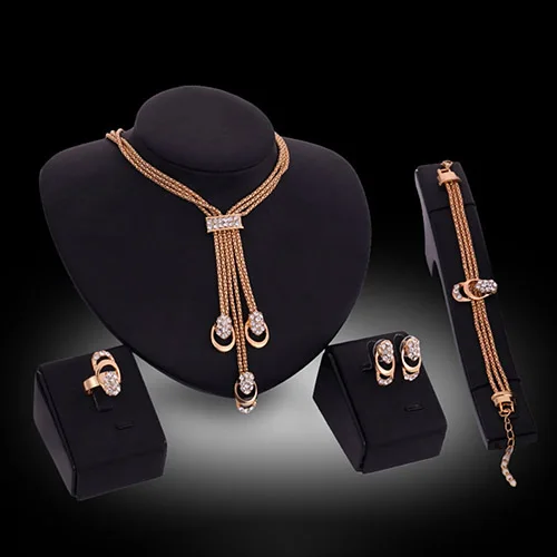 

Fashion 1 Set/4Pcs Jewelry Set Evening Party Cubic Zirconia Necklace Earring Bracelet Ring A8CP