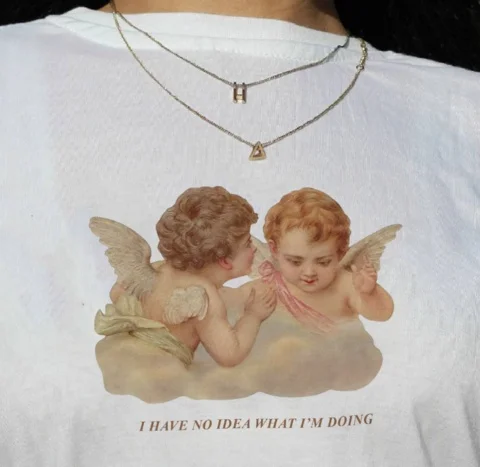

sunfiz YF Angel Cherub I Have No Idea What I'm Doing Letter Print Shirt Summer Fashion Unisex Tee Short Sleeve Women Tshirt