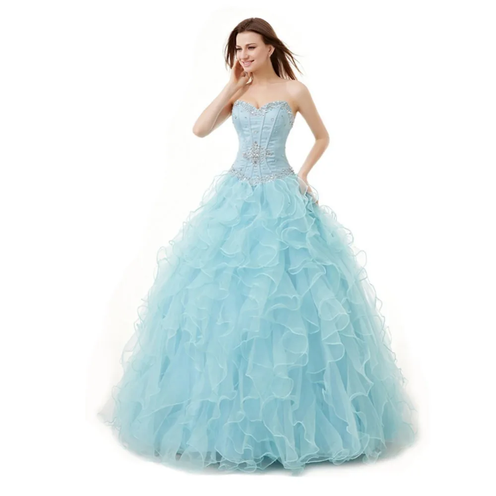 Прибытие Очаровательная Милая Рукавов Ruched Quinceanera Платья Кристаллы Бисером Длинные Кружева Формальные Бальные Платья в течение 15 Лет