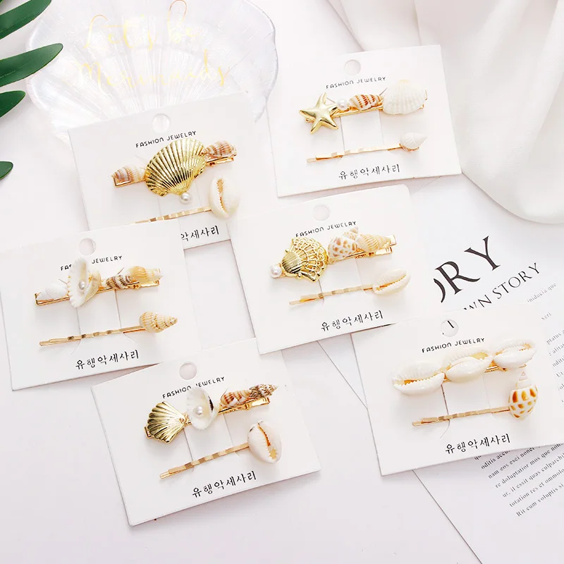 

1 Sets Fashion Pearl Barrettes Conch Hair Grip Shell Hairpin Hair Clip Headband Hair Accessories for Women Girl Wedding 2019 New
