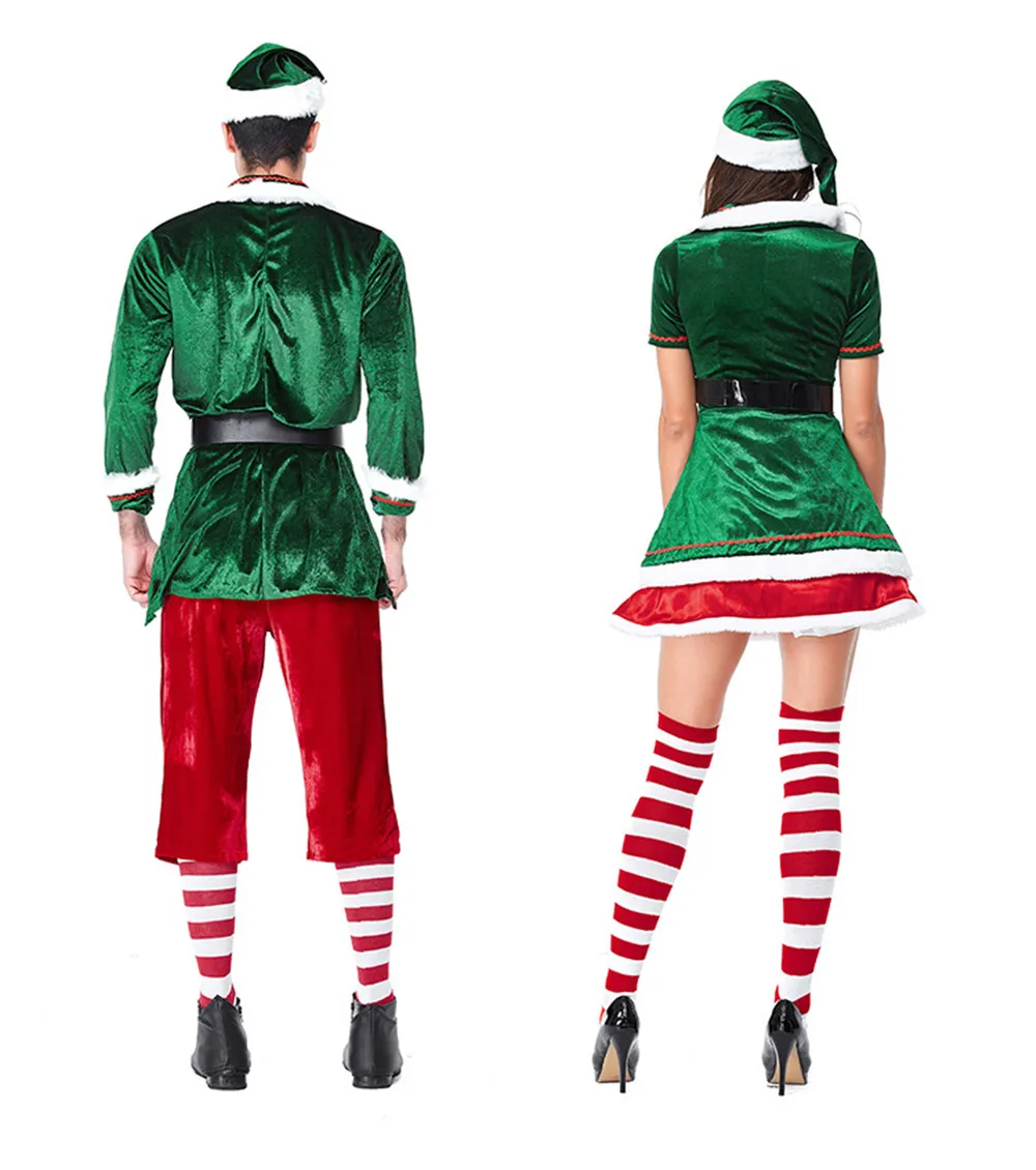 Полный комплект рождественских костюмов Санта Клауса для взрослых, зеленая Рождественская одежда, костюм Санта Клауса, роскошный костюм