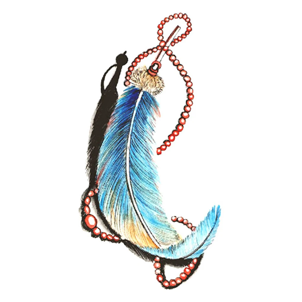 

Waterproof 3D Feather Tattoo Paste Water Transfer Temporary Waist Leg Hand Sticker