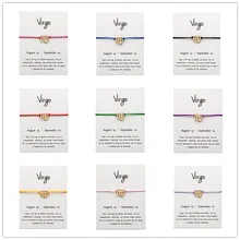 Tarjeta blanca joyería de moda 12 constelación Zodiaco Virgo pulsera de cuerda de la suerte brazaletes para las mujeres Accesorios