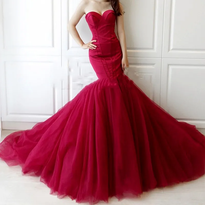 

Abiye Wine Red Formal Dresses Long Evening Gowns Middle East Floor Length Sweetheart Evening Dress Mermaid Vestidos De Formatura