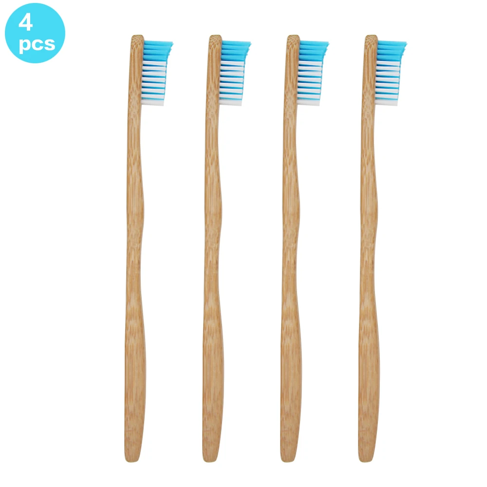 Genkent 4Pcs Bamboo toothbrushes, Low Carbon Green Natural Bamboo Good