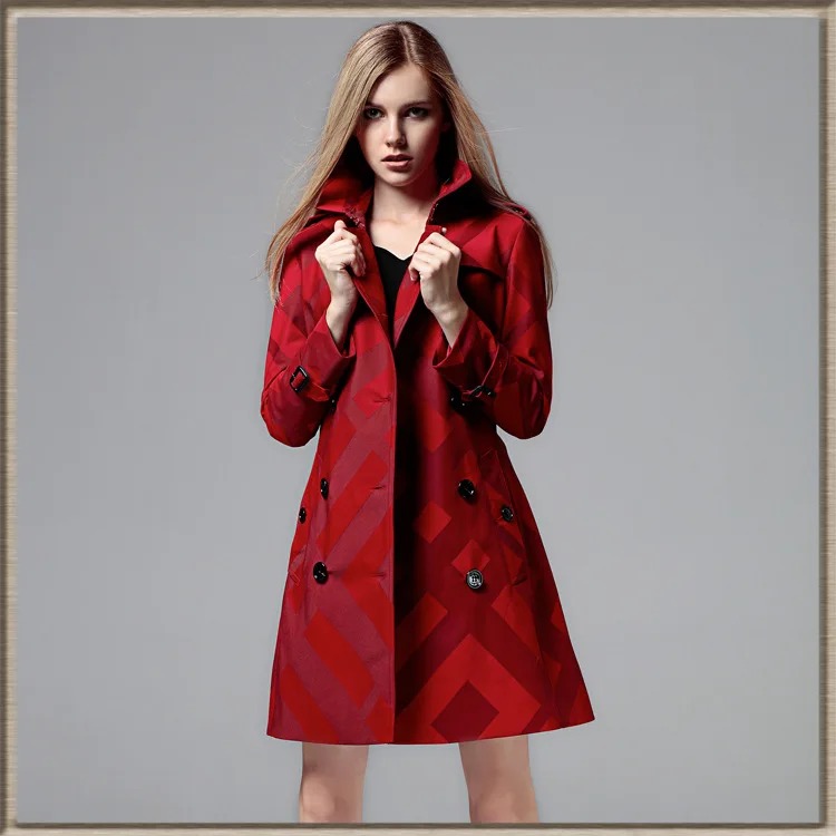 BUHOPERRY Brand Elegant 2018 Long Spring Coat Women Trench Overcoat