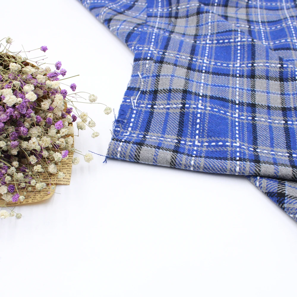 

YLSX Blue Plaid Woven Wool Polyester Cloth Used for Woolen Overcoats Organic Fabric Wool Polyester Wool Fabric 45cmX45cm