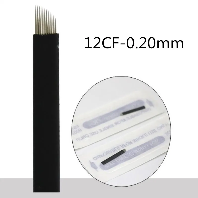 

100 Pieces 0.20mm Black flex 12/12 U Shape Microblading Needles Tebori Microblading Blades For Manual Tattoo Pen Machine