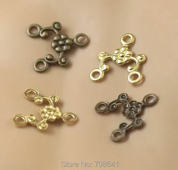 

10x10mm Vintage Filigree Flower Connectors Metal Wraps Links European Charms Hair Clasp Bu Yao Accessories Findings Multi-Color