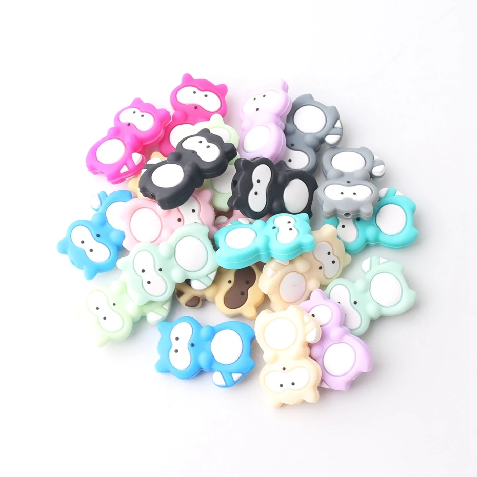 

Bite Bites 3PC Silicone Teethers Raccoon Shaped BPA Free Silicone Chewable Beads Baby Teething Tooth Gift Toys Baby Teether