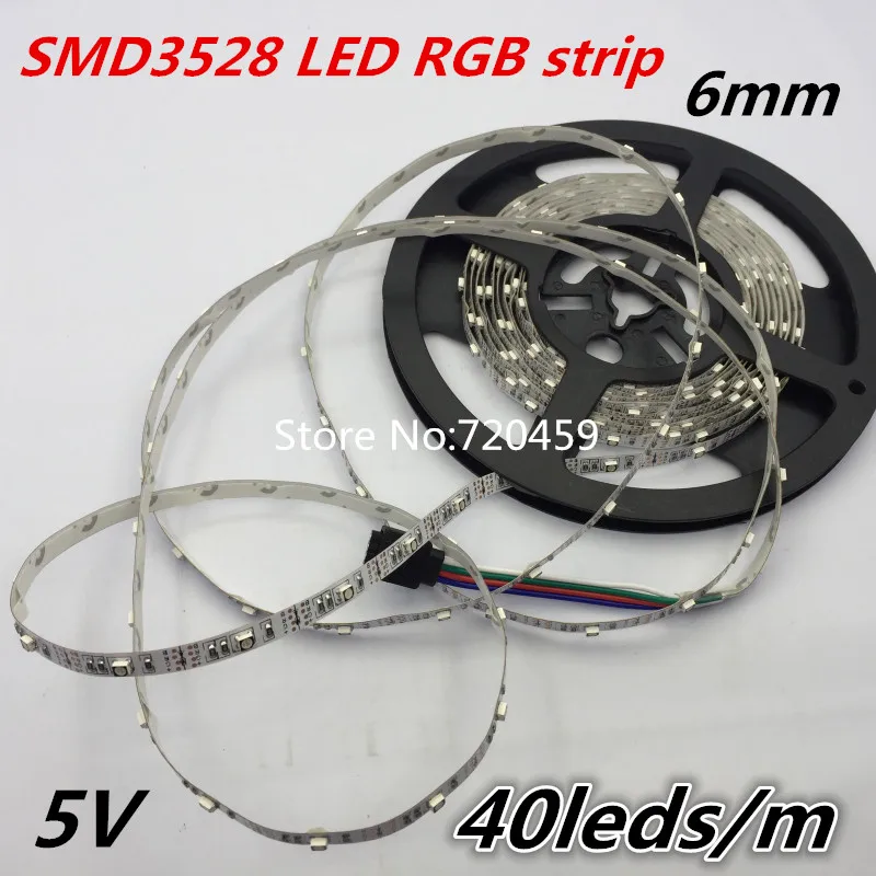 DC5V RGB LED strip SMD3528 RGB Flexible Light Lamps RGB in one chip LED Light TV Background Lighting Adhesive Tape 6mm 5V RGB