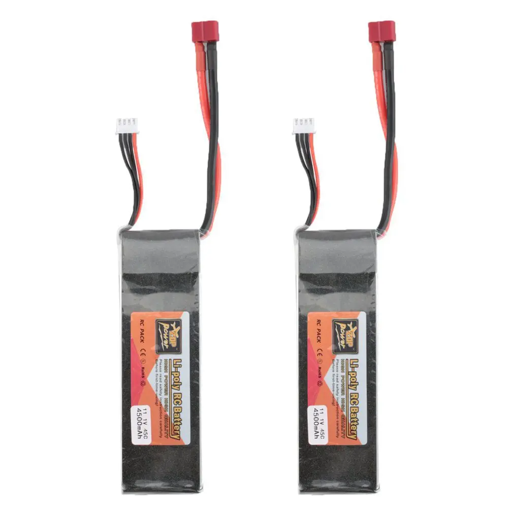 

2PCS ZOP Power 11.1V 4500mAh 45C 3S 1P Lipo Battery T Plug Rechargeable for RC Racing Drone Quadcopter Helicopter Car Boat