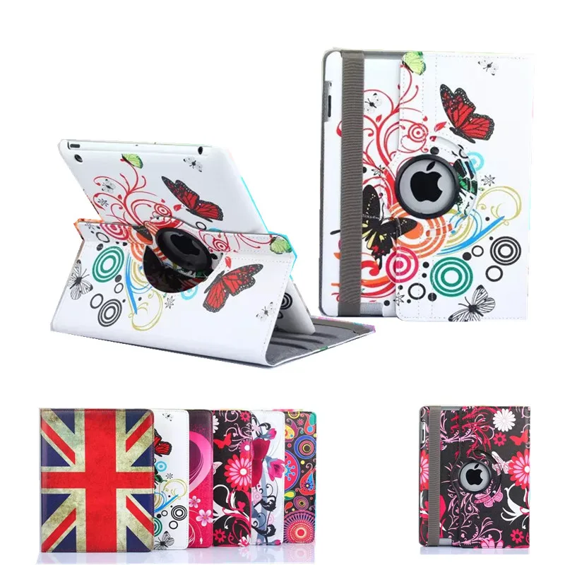

New 360 Degree Rotatry For ipad Mini Pained Flower Flag Stand Funda Case For Apple iPad Mini 3 2 1 Flip Protective Tablet Case