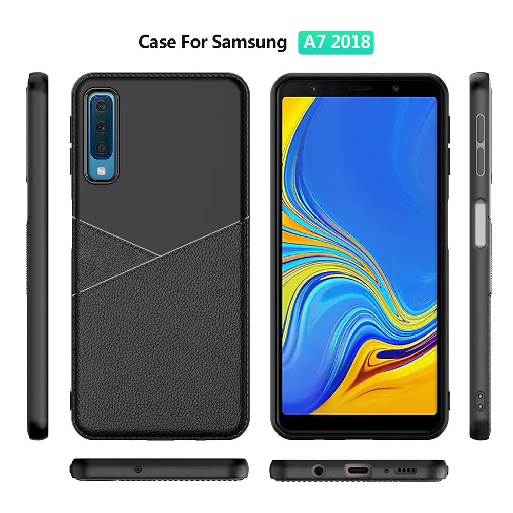 

For Samsung A72018 mobile phone case business leather TPU protective sleeve silica gel A750 full package anti-falling soft shell