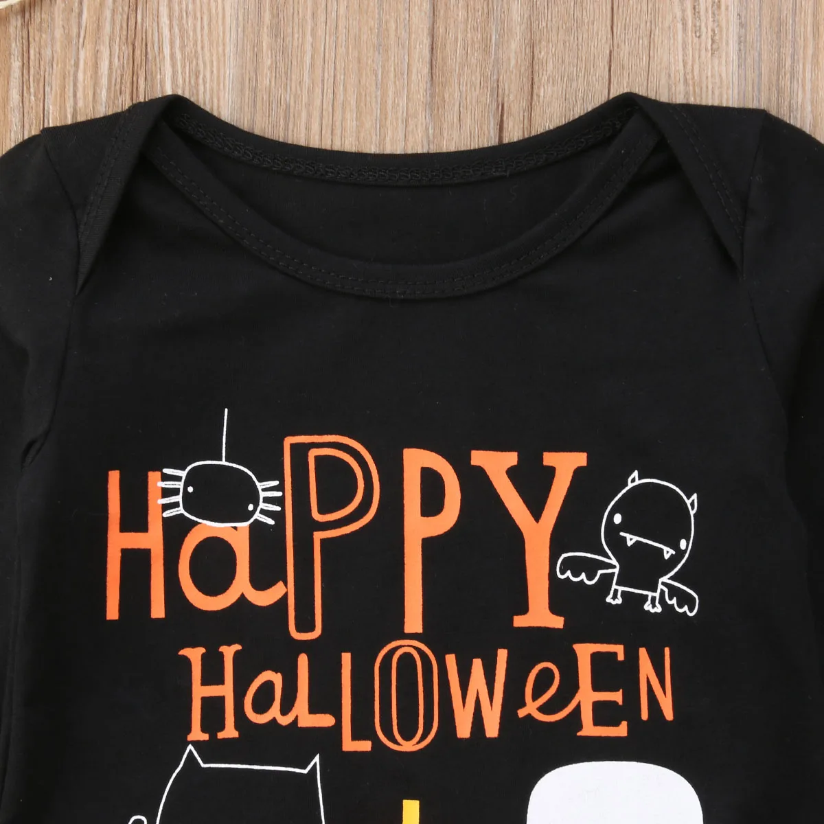 2020 Baby Halloween Costume Baby Fall Clothes Toddler Bodysuit Boy Happy Halloween Ghost Print Long Sleeve Baby Bodysuit Black