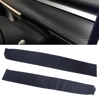 

beler 2pcs/set PP Black Carbon Fiber Style Interior Dashboard Decoration Cover Sticker Trim fit for Tesla Model 3