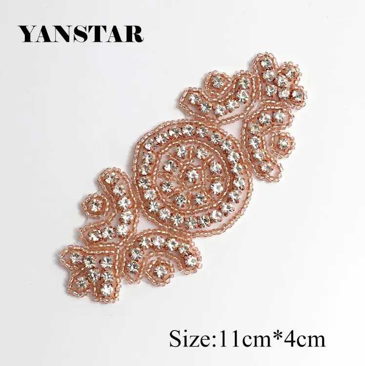 YANSTAR 50 шт.; ; детское нижнее белье ремешок для свадебного платья аппликации со стразами ручная вышивка стразами пояс для Свадебные аксессуары для одежды YS970 - Цвет: Rose Gold